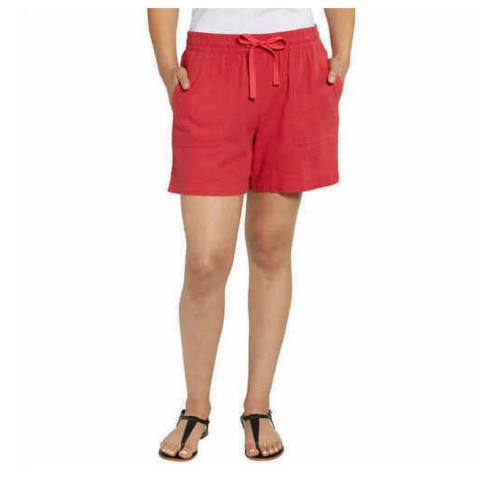Nautica Women's Linen Blend Pull On Shorts (Rose Coral, Medium)